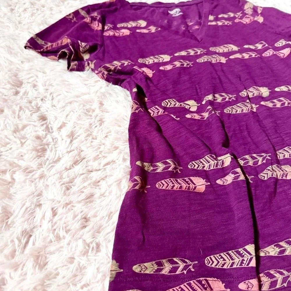 Feather Whimsical Boho Indie Comfort Casual Tee Womens L Sleepwear Hippie Earthy